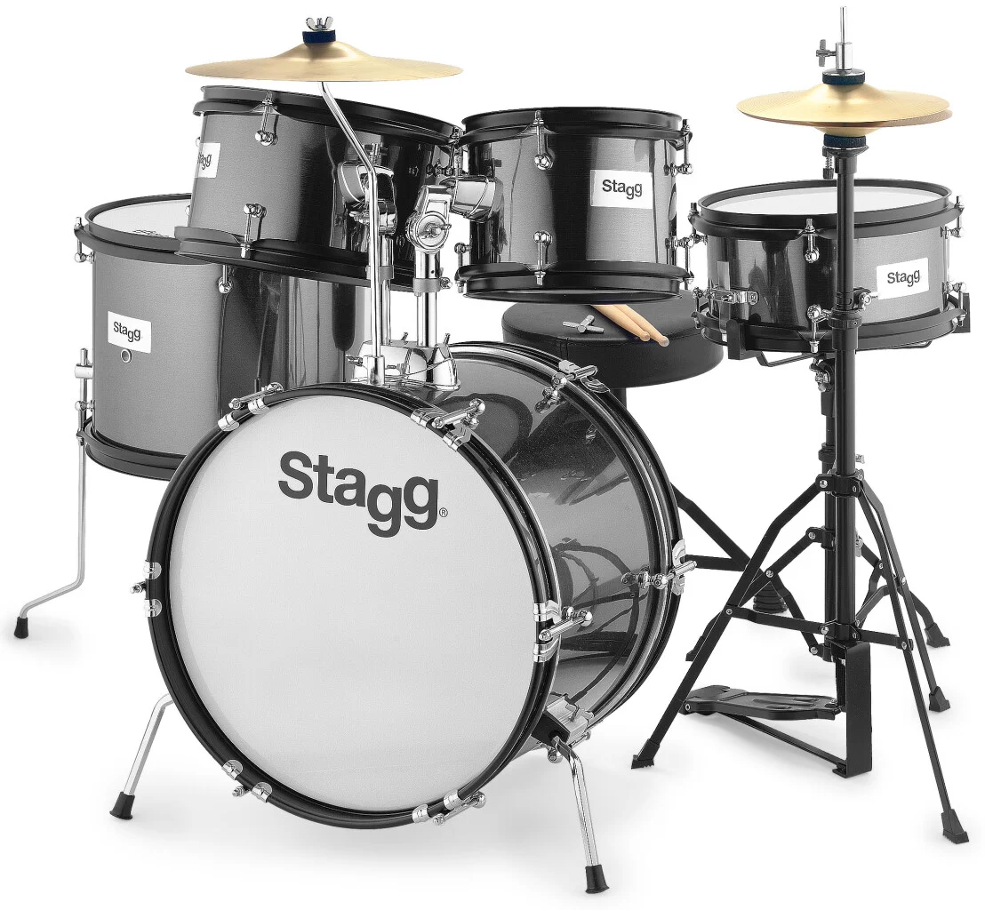 מערכת תופים לילדים ג'וניור 5 חלקים Stagg TIM JR 5/16B BK