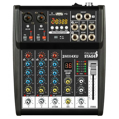 2MIX4XU מיקסר4 ערוצים כולל USB + Bluetooth מבית Italian Stage - תמונה 3