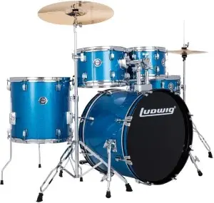 מערכת תופים 5 חלקים "20 כולל אביזרים ומצילות Ludwig LC19019 Blue Sparkle