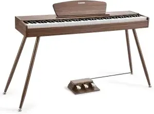 פסנתר חשמלי בעיצוב Retro רטרו 88 קלידים שקולים בצבע Walnut וולנט DDP-80 מבית DONNER
