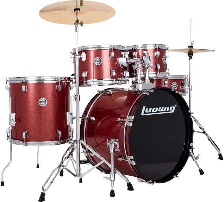 מערכת תופים 5 חלקים "22 כולל אביזרים ומצילות Ludwig LC19514 Red Sparkle