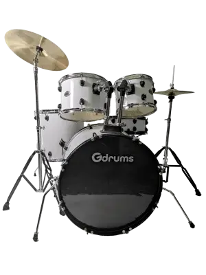 מערכת תופים 5 חלקים "סדרת HeartBeat" בצבע לבן כולל כסא ומצילות DSCT-350 מבית Gdrums