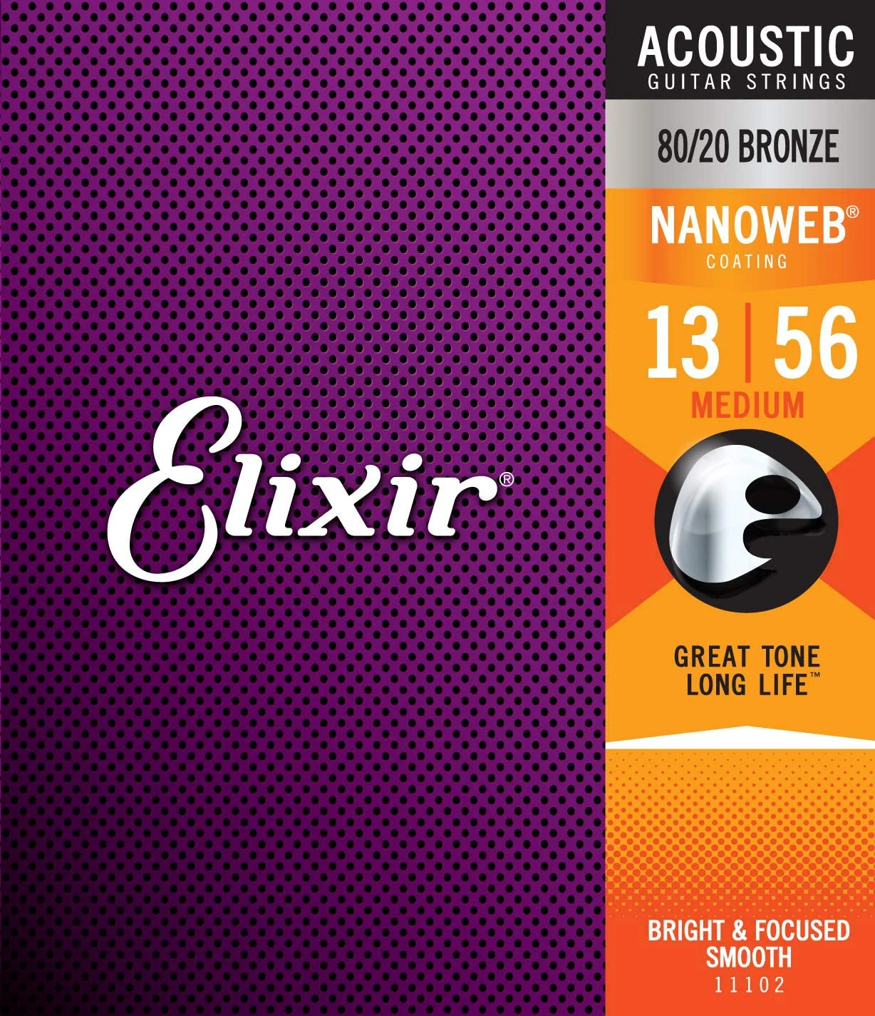 סט מיתרים לאקוסטית Elixir Nanoweb 0.13