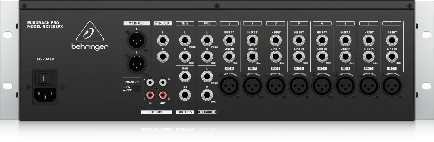 מיקסר 12 ערוצים ל- 3U RACK איכותי , Behringer RX1202FX - תמונה 3