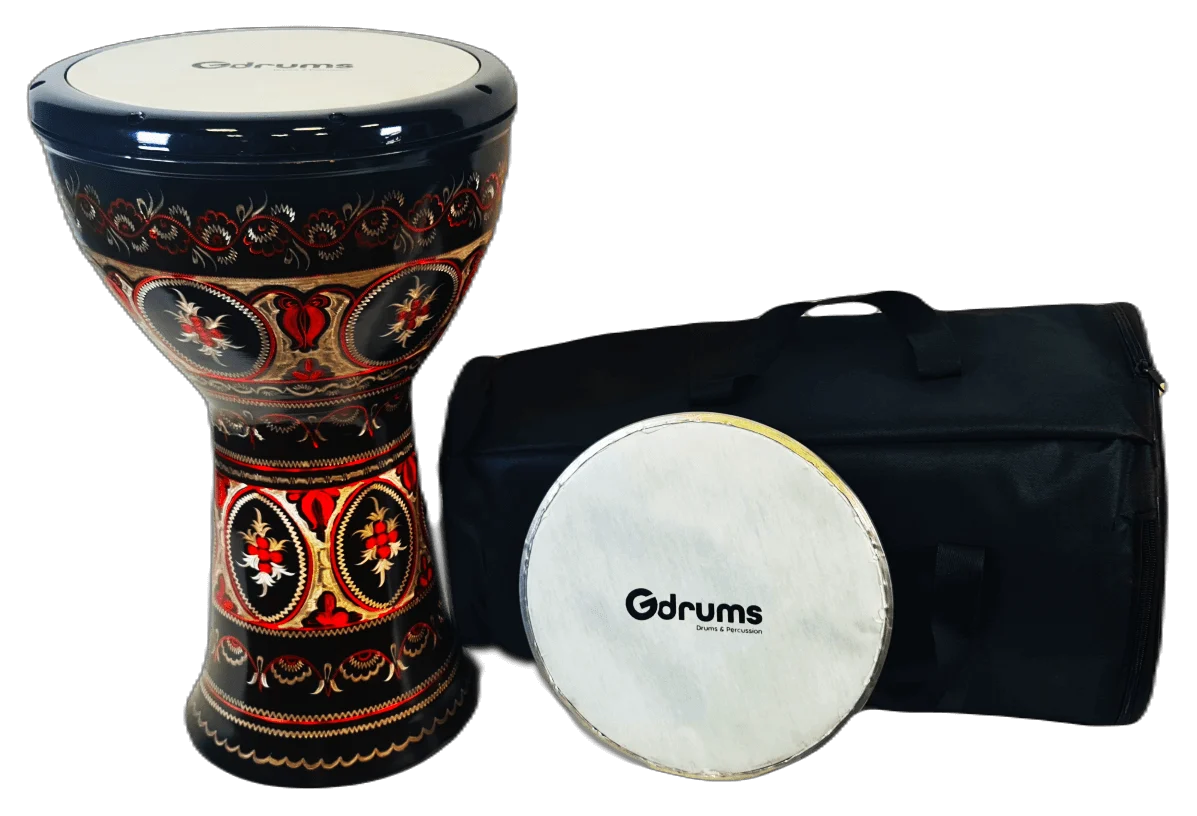 דרבוקה דג'מבה נחושת מעוטר DJC-E19 בצבע אדום מבית Gdrums - תמונה 2
