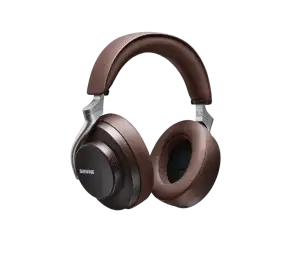 AONIC 50 - SBH2350-BR-EFS אוזניות פאר אלחוטיות בצבע חום, עם קשת להשמה על הראש עם מבטל רעשי סביבה איכות חדשנית של SHURE