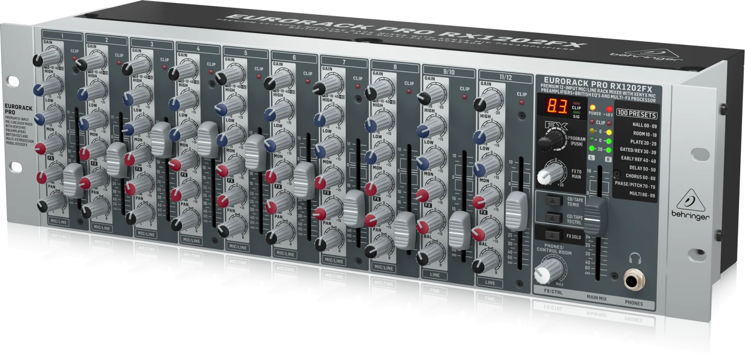 מיקסר 12 ערוצים ל- 3U RACK איכותי , Behringer RX1202FX - תמונה 4