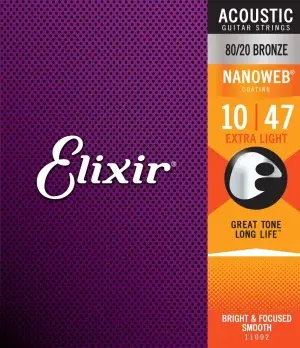 סט מיתרים לאקוסטית Elixir Nanoweb 0.10