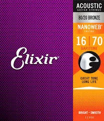 סט מיתרים לאקוסטית Elixir Nanoweb Baritone 0.16-0.70