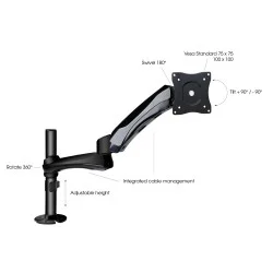 זרוע מפרקית טלסקופית למוניטור מחשב Gravity SA 6131 B - תמונה 4