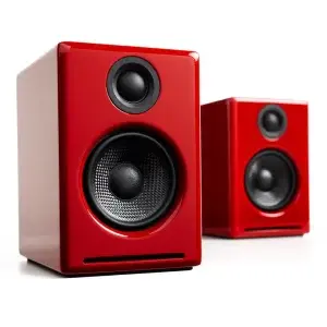 A2+ Wireless רמקול שולחני מוגבר צבע אדום מבריק מבית Audioengine