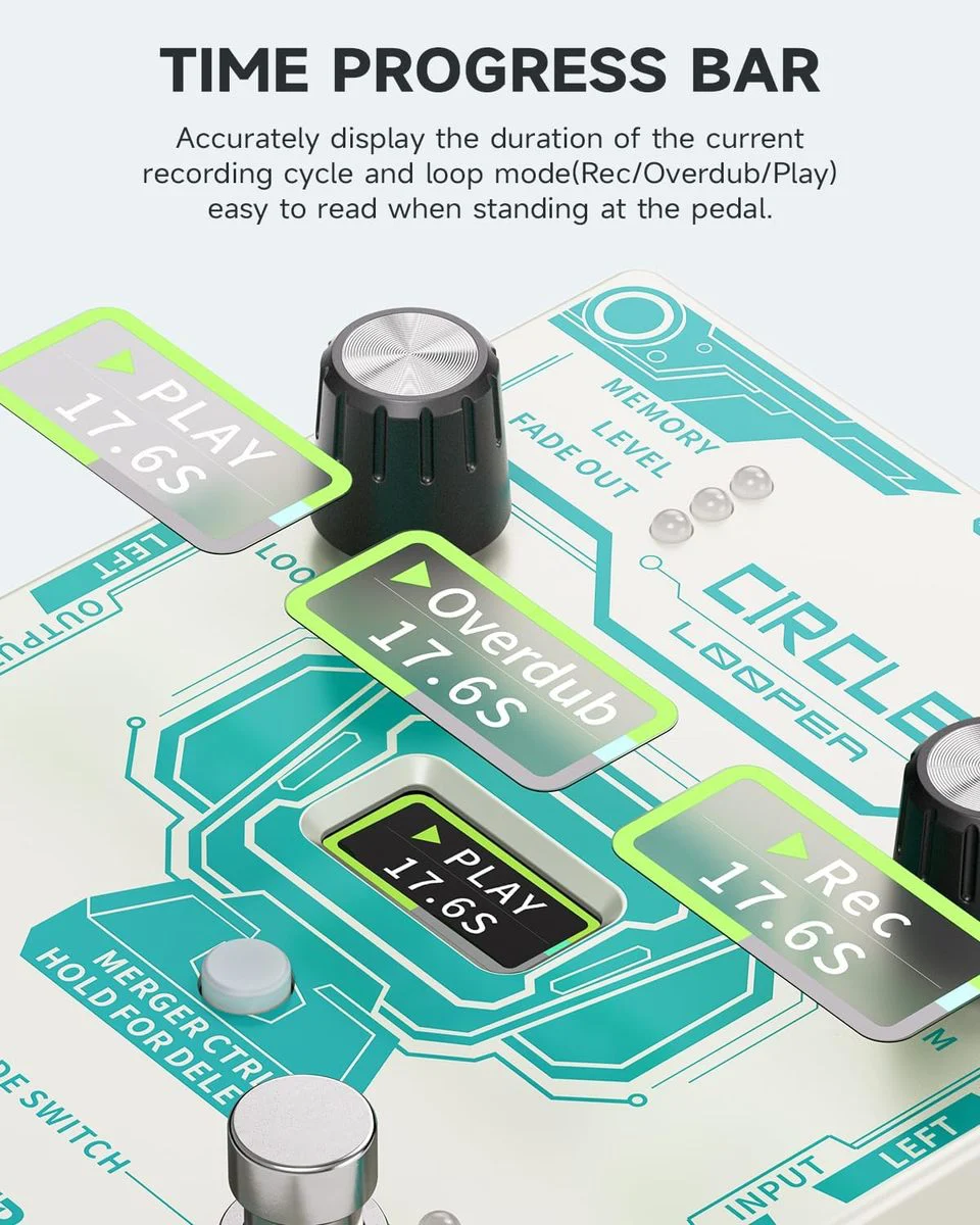 פדל לופר לגיטרה עם מכונת תופים Circle Looper מבית DONNER - תמונה 3