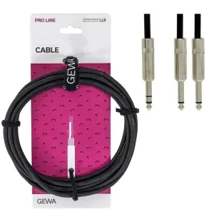 כבל Y אורך 1.5 מטר PL(s) 6.3 - 2xPL 6.3 מקצועי Insert cable מסדרת PRO LINE מבית GEWA (Germany)