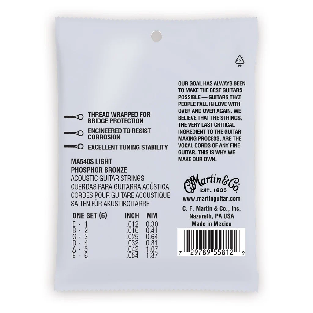 סט מיתרים 012 לאקוסטית Martin MA540S Marquis Phosphor Bronze Authentic Silked - תמונה 2