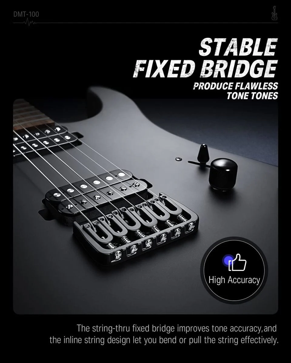 גיטרה חשמלית DMT-100 עם מוצרים נלווים Donner Solid Body Electric Guitar בצבע שחור מבית DONNER - תמונה 5