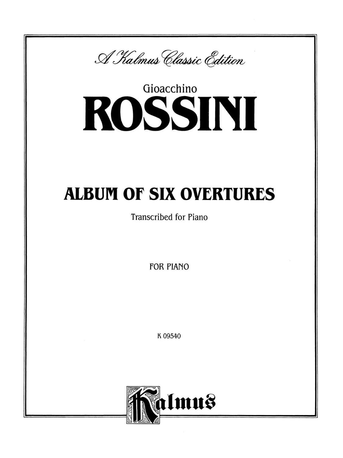 ספר תווים Rossini: Album of Six Overtures