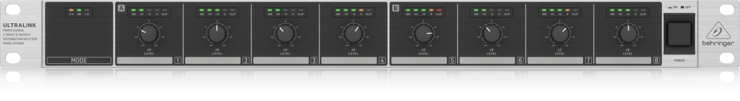 מפצל אקטיבי סטריאו - 4 יציאות / מונו - 8 יציאות BEHRINGER DS2800