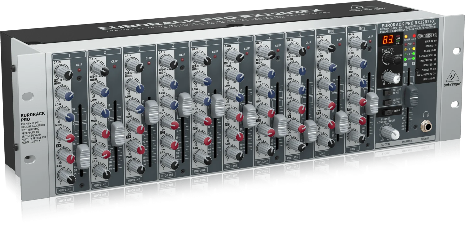 מיקסר 12 ערוצים ל- 3U RACK איכותי , Behringer RX1202FX - תמונה 2