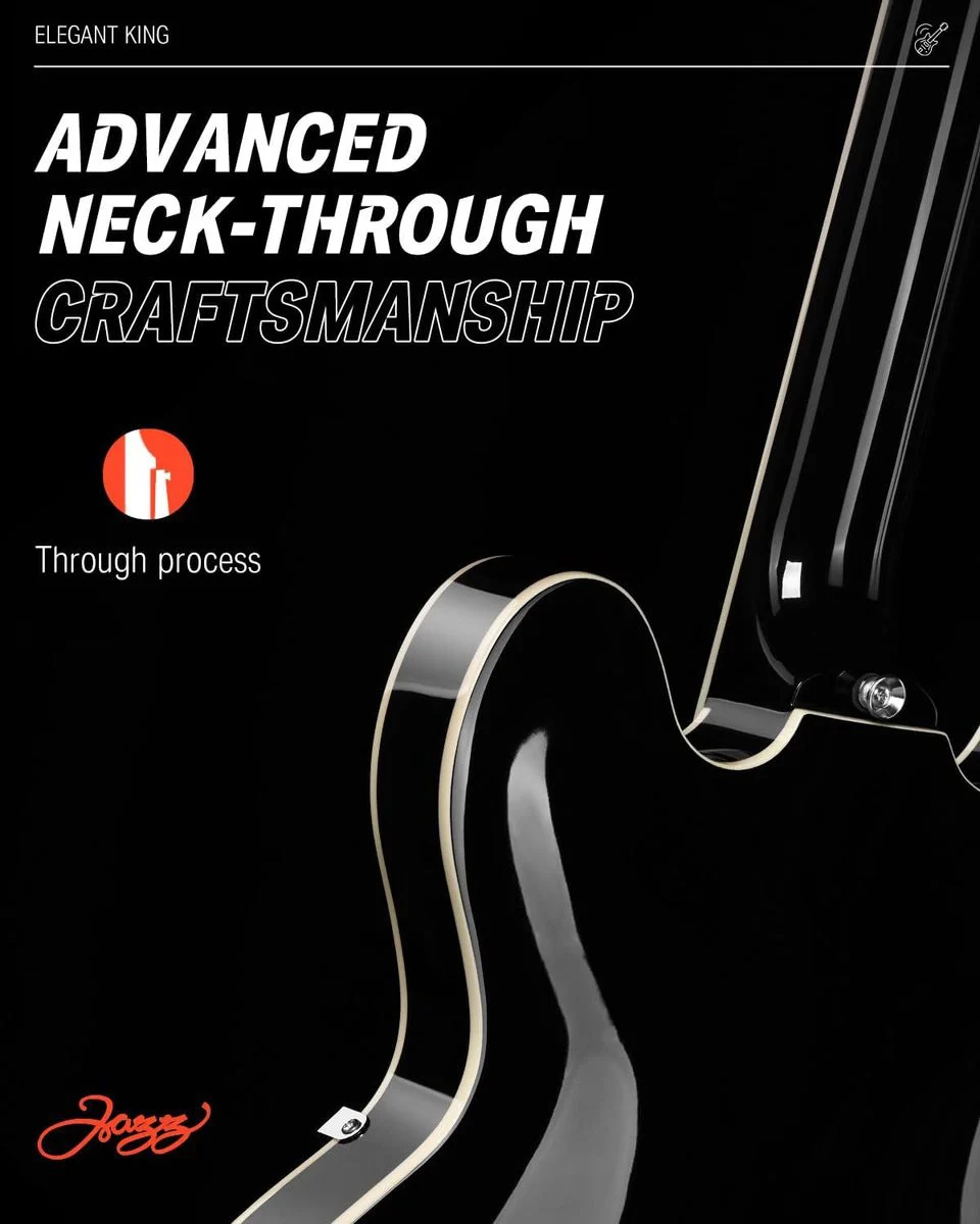 גיטרה ג'אז DJP-1000 נפח חצי חלולה Semi-Hollow Electric Guitar בצבע שחור מבית DONNER - תמונה 6