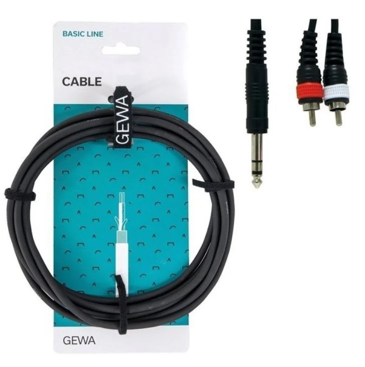 כבל Y אורך 1.5 מטר PL(s) 6.3 - 2xRCA מסדרת BASIC LINE מבית GEWA (Germany)