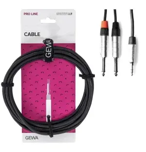 כבל Y אורך 1.5 מטר PL(s) 3.5 - 2xPL 6.3 מקצועי מסדרת PRO LINE מבית GEWA (Germany)