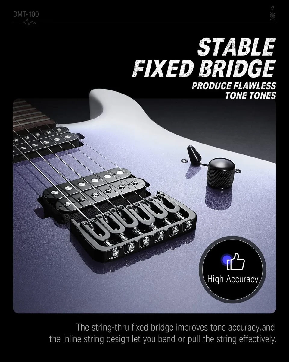 גיטרה חשמלית DMT-100 עם מוצרים נלווים Donner Solid Body Electric Guitar בצבע סגול לבן מבית DONNER - תמונה 6