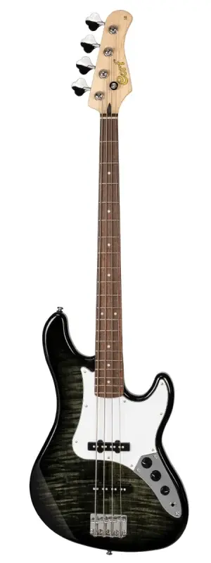 גיטרה בס שחורה Cort GB24PJJ TBK Flamed Maple Top