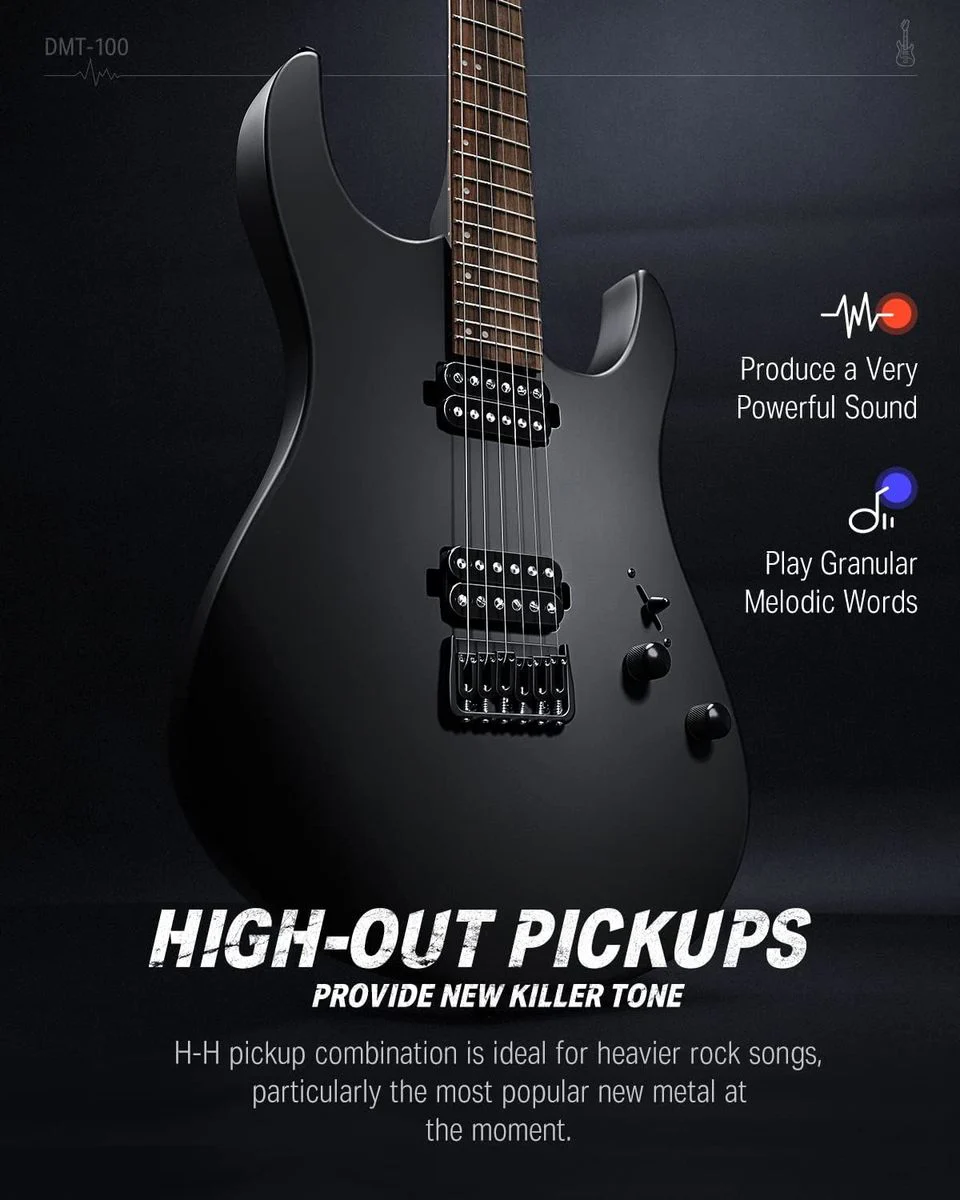 גיטרה חשמלית DMT-100 עם מוצרים נלווים Donner Solid Body Electric Guitar בצבע שחור מבית DONNER - תמונה 3