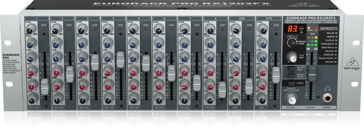 מיקסר 12 ערוצים ל- 3U RACK איכותי , Behringer RX1202FX - תמונה 5