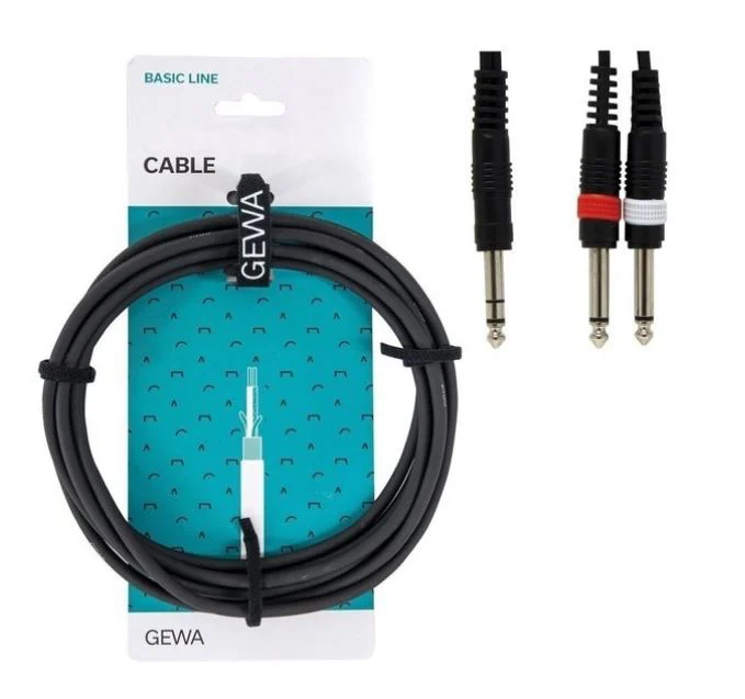 כבל Y אורך 3 מטר PL(s) 6.3 - 2xPL 6.3 מסדרת BASIC LINE מבית GEWA (Germany)