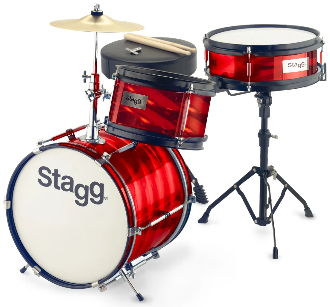 מערכת תופים לילדים ג'וניור 3 חלקים Stagg TIM JR 3/12B RD