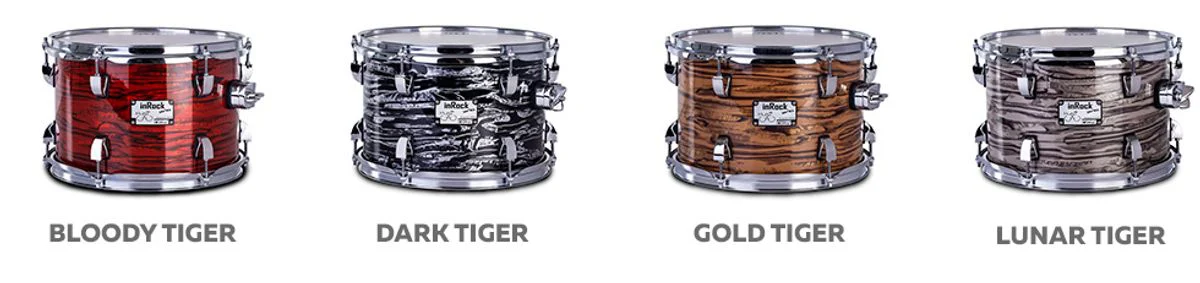 מערכת תופים 5 חלקים + איבזור וכסא 20" סדרת inRock בצבע BLOODY TIGER מבית Odery-(Brazil) - תמונה 4