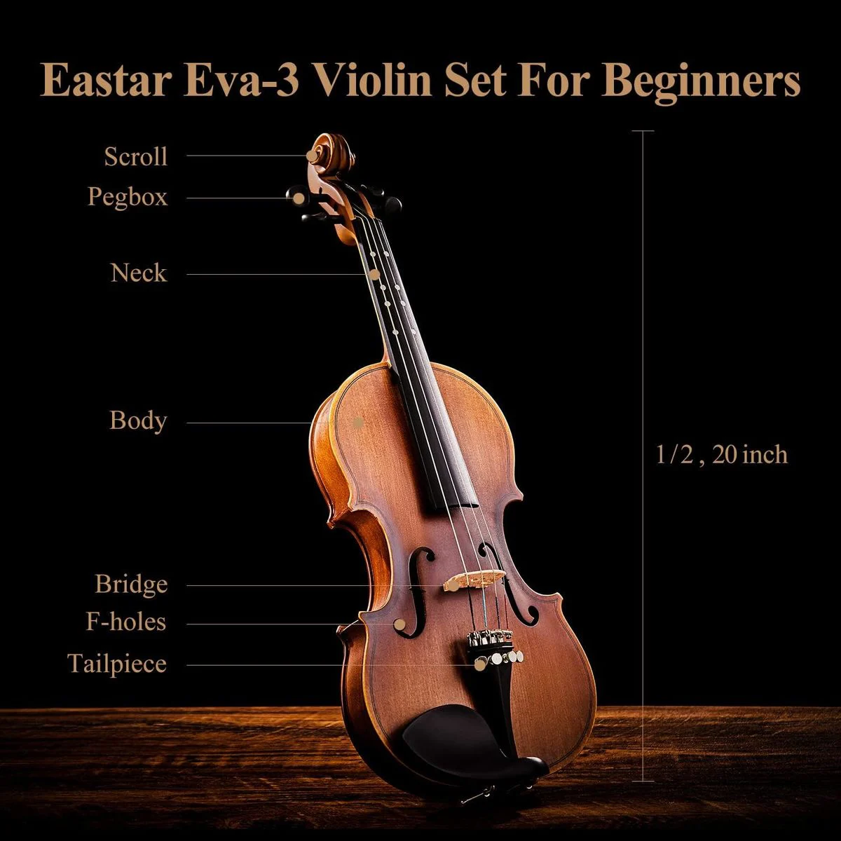 ערכת כינור בגודל Eastar EVA-3 4/4 כולל אקסטרה אביזרים נלווים - תמונה 6