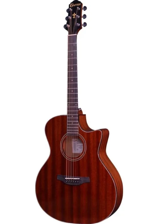 גיטרה אקוסטית מוגברת HG-250CE MH/BR עם Cutway בצבע חום מהגוני + תיק מרופד מבית CRAFTER