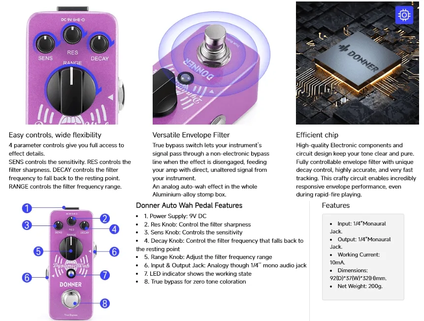 פדל וואה וואה DYNAMIC WAH EC1005 מבית DONNER