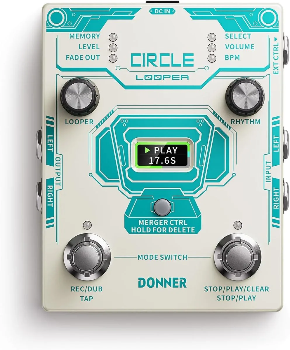 פדל לופר לגיטרה EC1189 עם מכונת תופים Circle Looper מבית DONNER