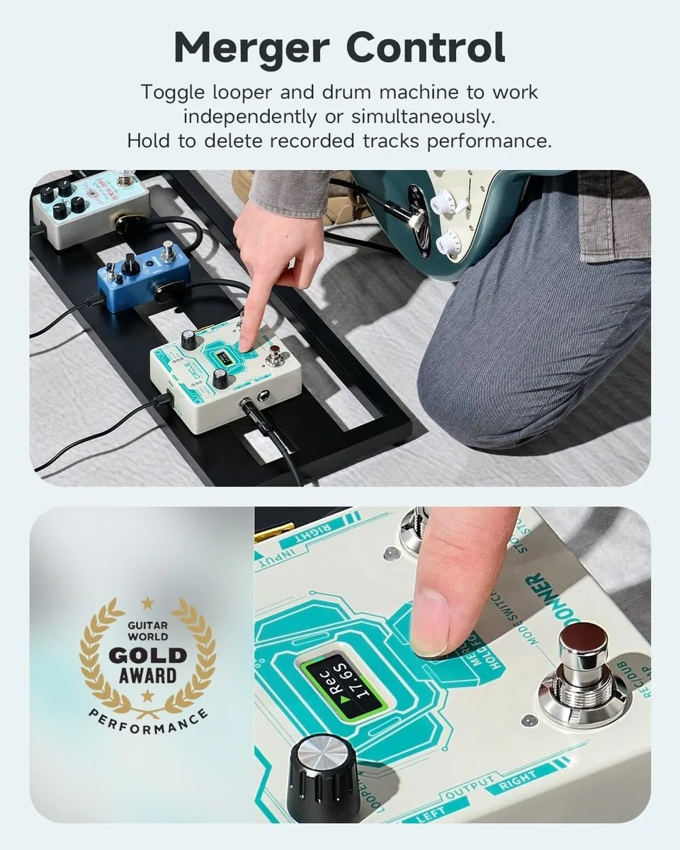 פדל לופר לגיטרה EC1189 עם מכונת תופים Circle Looper מבית DONNER