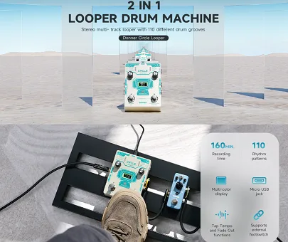 פדל לופר לגיטרה EC1189 עם מכונת תופים Circle Looper מבית DONNER