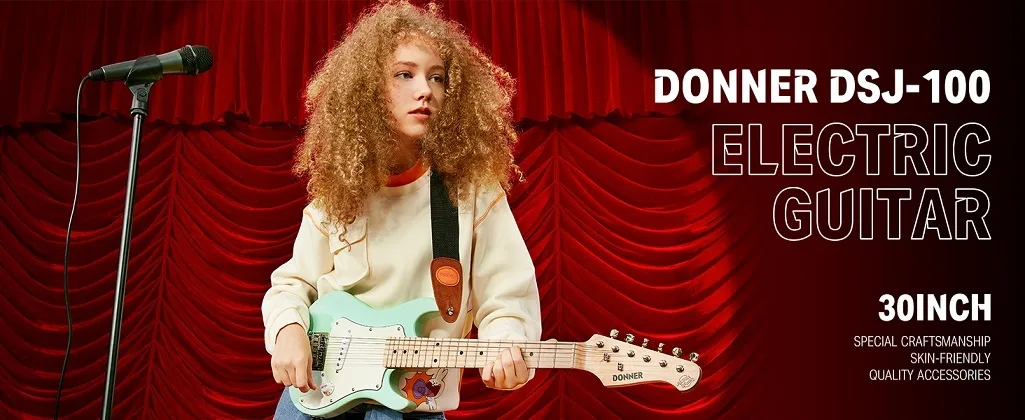 חבילת גיטרה חשמלית מותאמת לילדים DSJ100 בצבע טורקיז EC1377 מבית DONNER