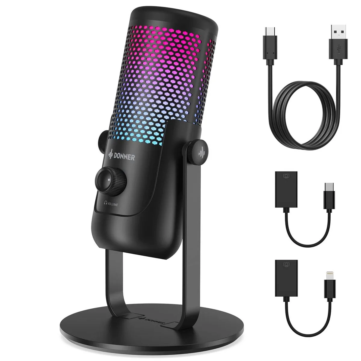 מיקרופון לפודקאסט USB EC2812 ומגוון שימושים NEOTRACK LX עם תאורת אווירה מבית DONNER