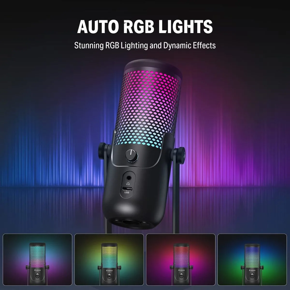מיקרופון לפודקאסט USB EC2812 ומגוון שימושים NEOTRACK LX עם תאורת אווירה מבית DONNER