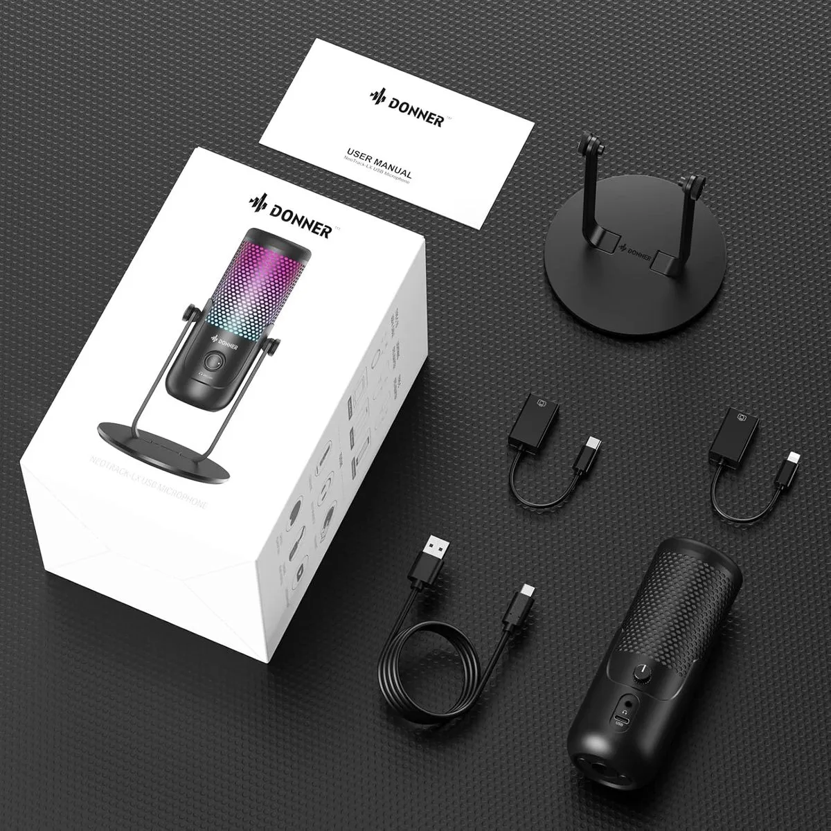 מיקרופון לפודקאסט USB EC2812 ומגוון שימושים NEOTRACK LX עם תאורת אווירה מבית DONNER