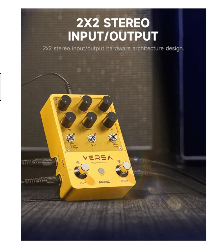 פדאל קומבו EC6926 דילי וריברב 3X3 לגיטרה Yellow Fall II כולל Tap Tempo מבית DONNER