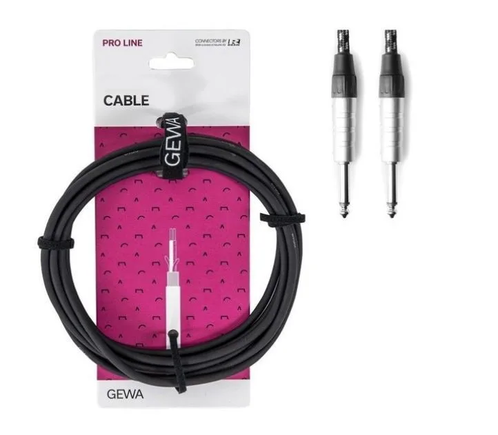 כבל PL 6.3 מקצועי 6 מטר TWEED בצבע שחור לבן INSTRUMENT CABLE PRO מבית GEWA (Germany)