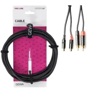 כבל TWIN אורך 3 מטר 2xRCA plug - 2x RCA connectors מסדרת PRO LINE מבית GEWA (Germany)