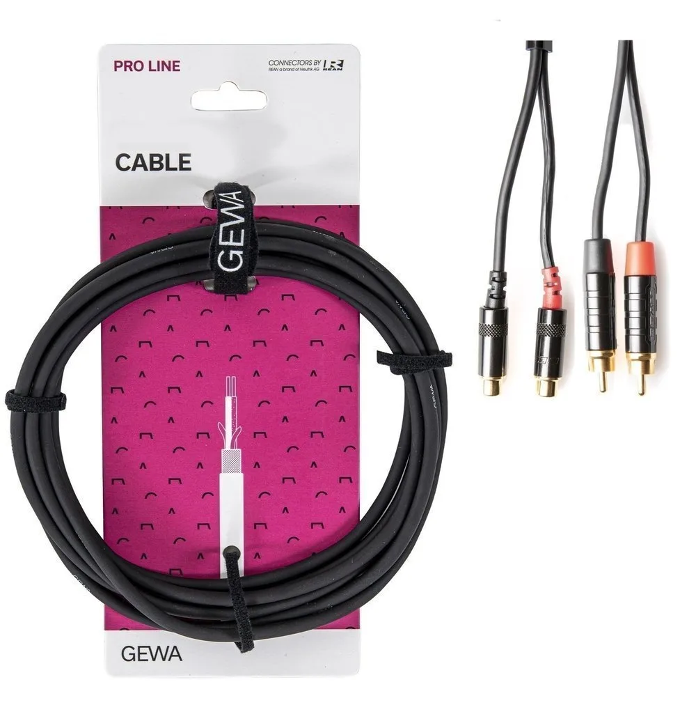 כבל TWIN אורך 3 מטר 2xRCA plug - 2x RCA connectors מסדרת PRO LINE מבית GEWA (Germany)