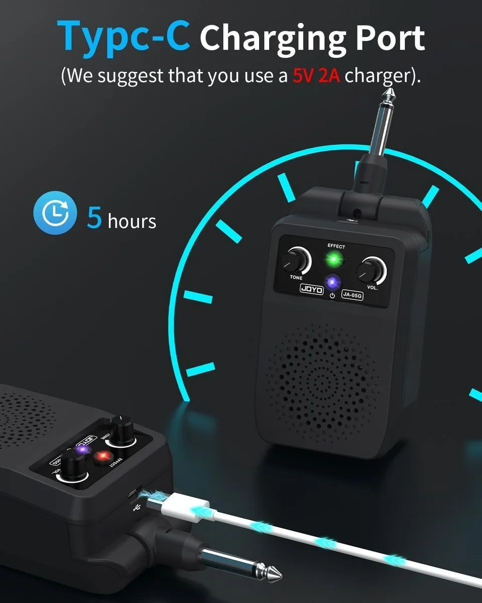מגבר גיטרה מיני נטען עם Bluetooth וחיבור ישיר - JOYO JA-05G