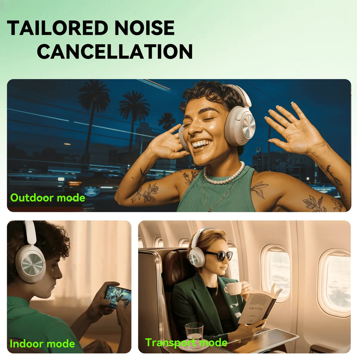 אוזניות Over-ear אלחוטיות עם ANC היברידי ומבטל רעשים - OneOdio Focus A6