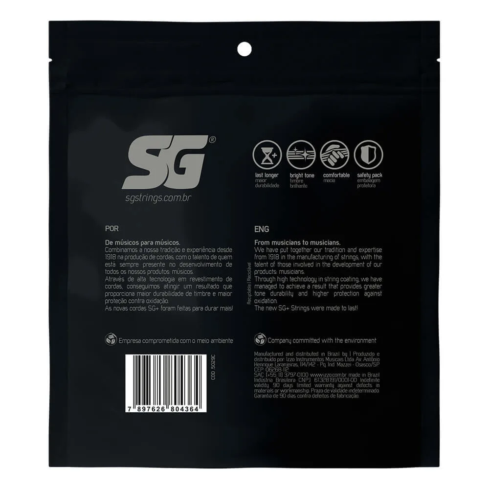 מיתרים לגיטרה בס Nickel Plated Steel 040- for 5 Strings - Coated מבית SG