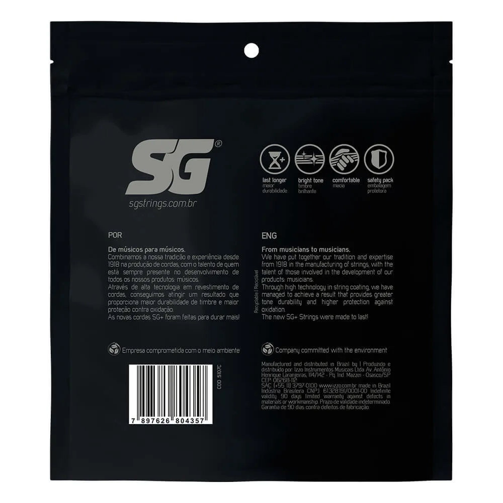 מיתרים לגיטרה בס Nickel Plated Steel 040 - for 4 Strings - Coated מבית SG